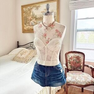 90s david's bridal ivory lace bustier‎ size 36c